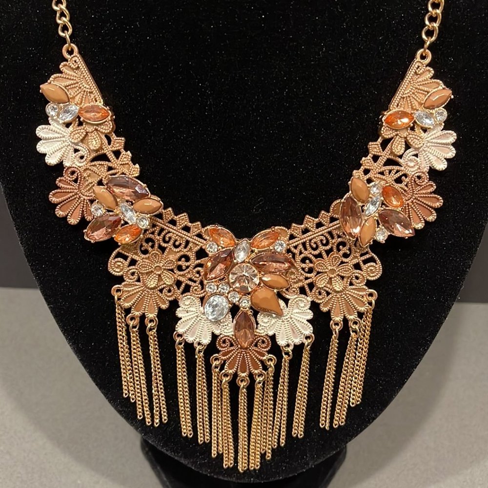 Multicolored & Patterned Plastron Necklace - image 2